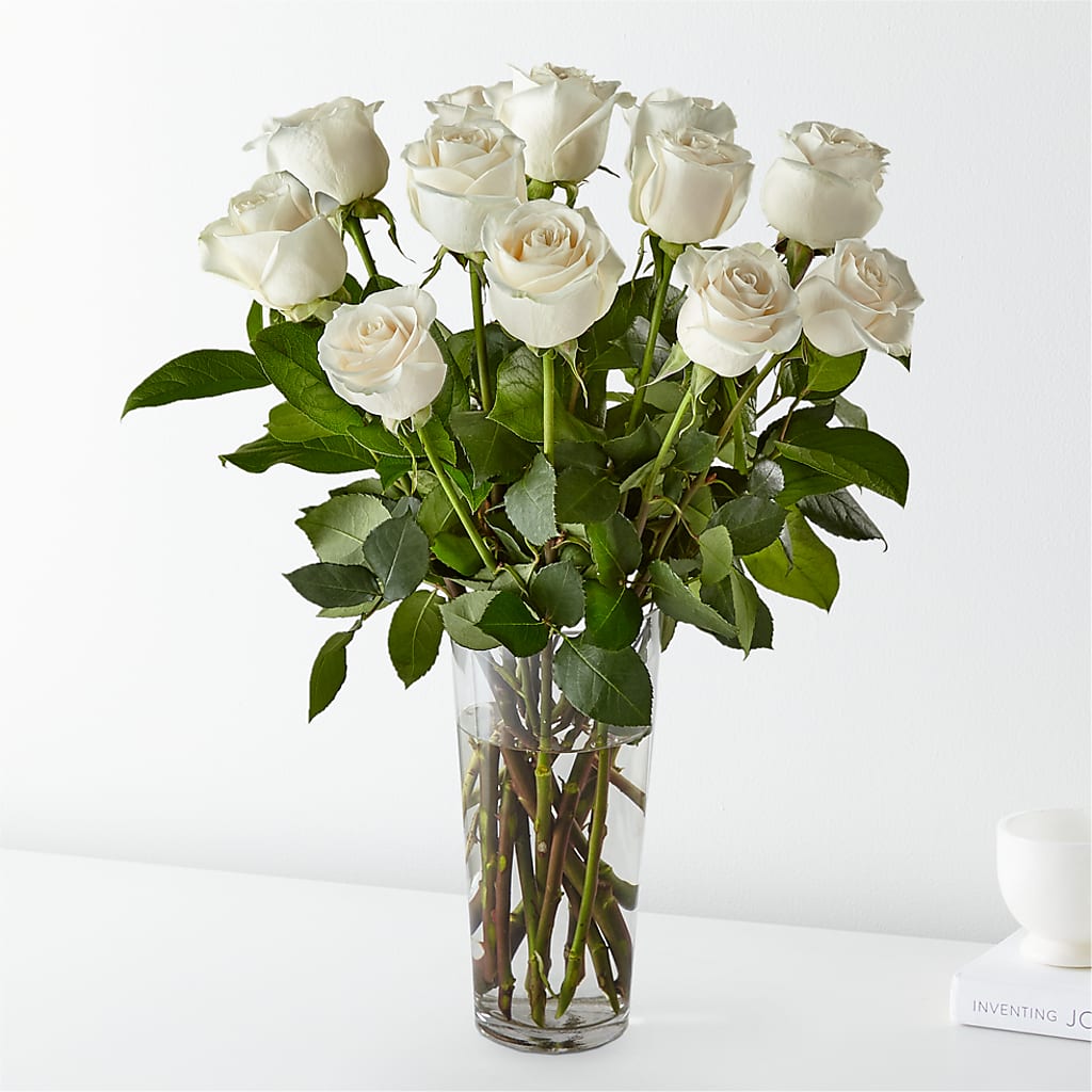 Long Stem White Rose Bouquet – Corona Rose Flowers, Corona CA