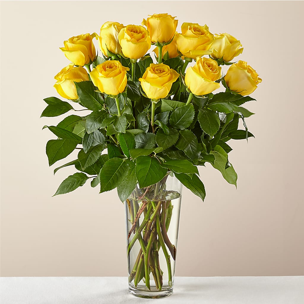 Long Stem Yellow Rose Bouquet – Corona Rose Flowers, Corona CA
