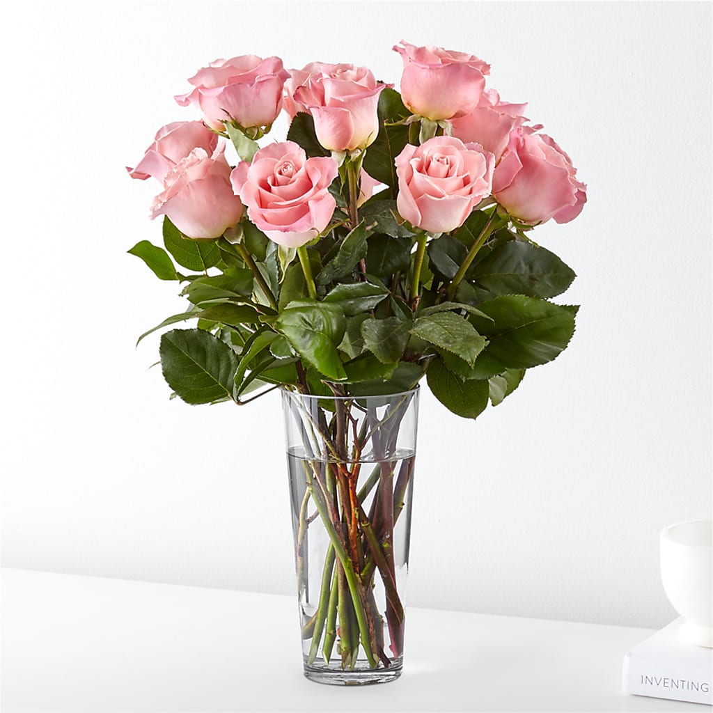 Long Stem Pink Rose Bouquet – Corona Rose Flowers, Corona CA