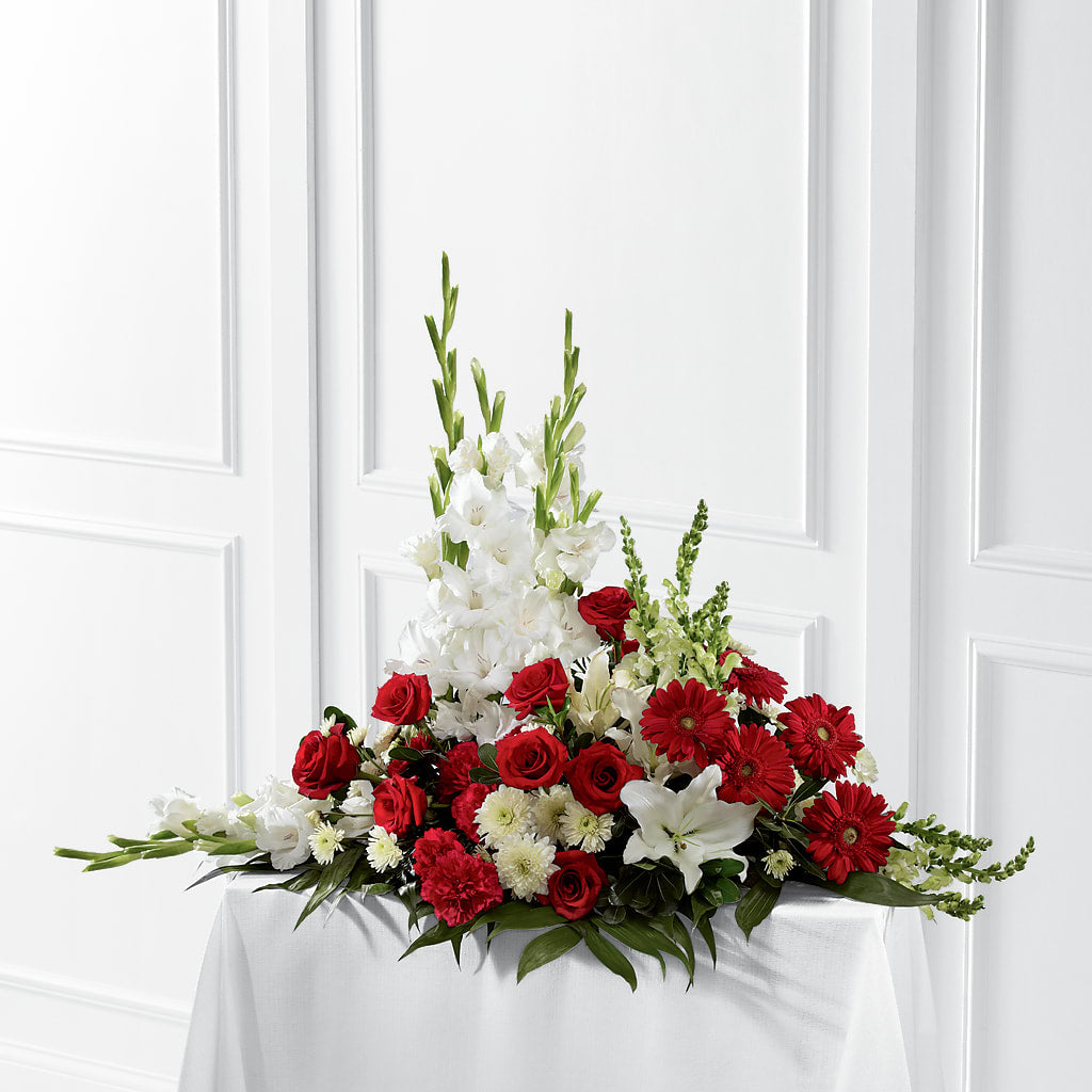 Crimson & White Arrangement – Corona Rose Flowers, Corona CA