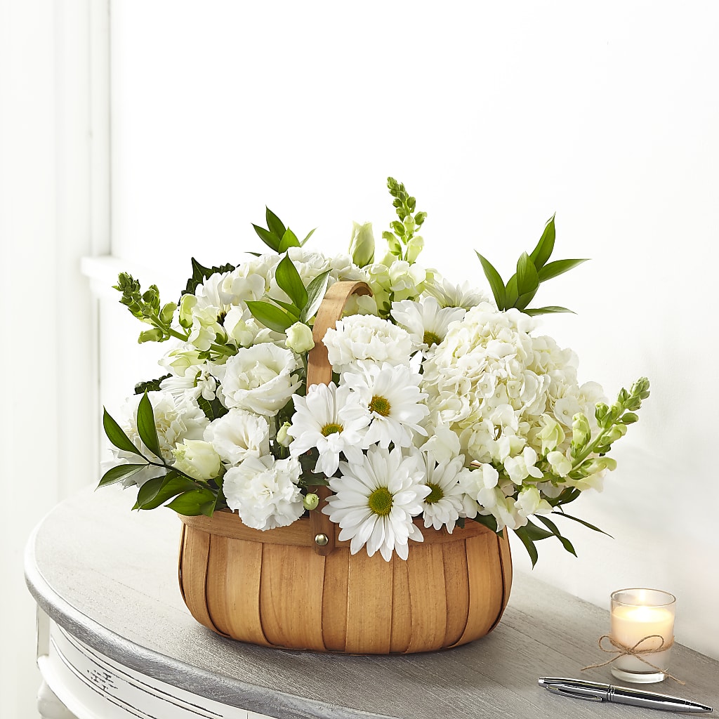 Pure Ivory Basket – Corona Rose Flowers, Corona CA