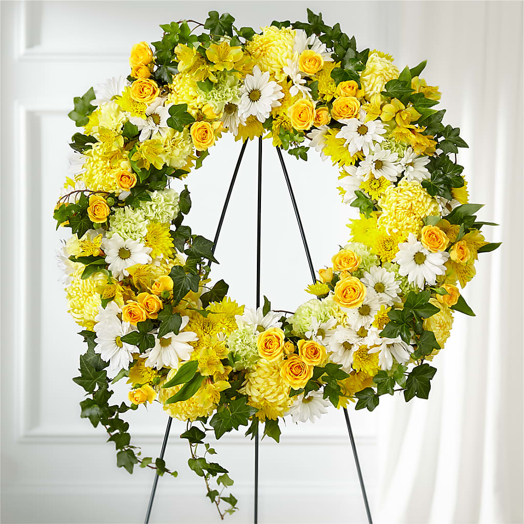 Golden Remembrance Wreath – Corona Rose Flowers, Corona CA