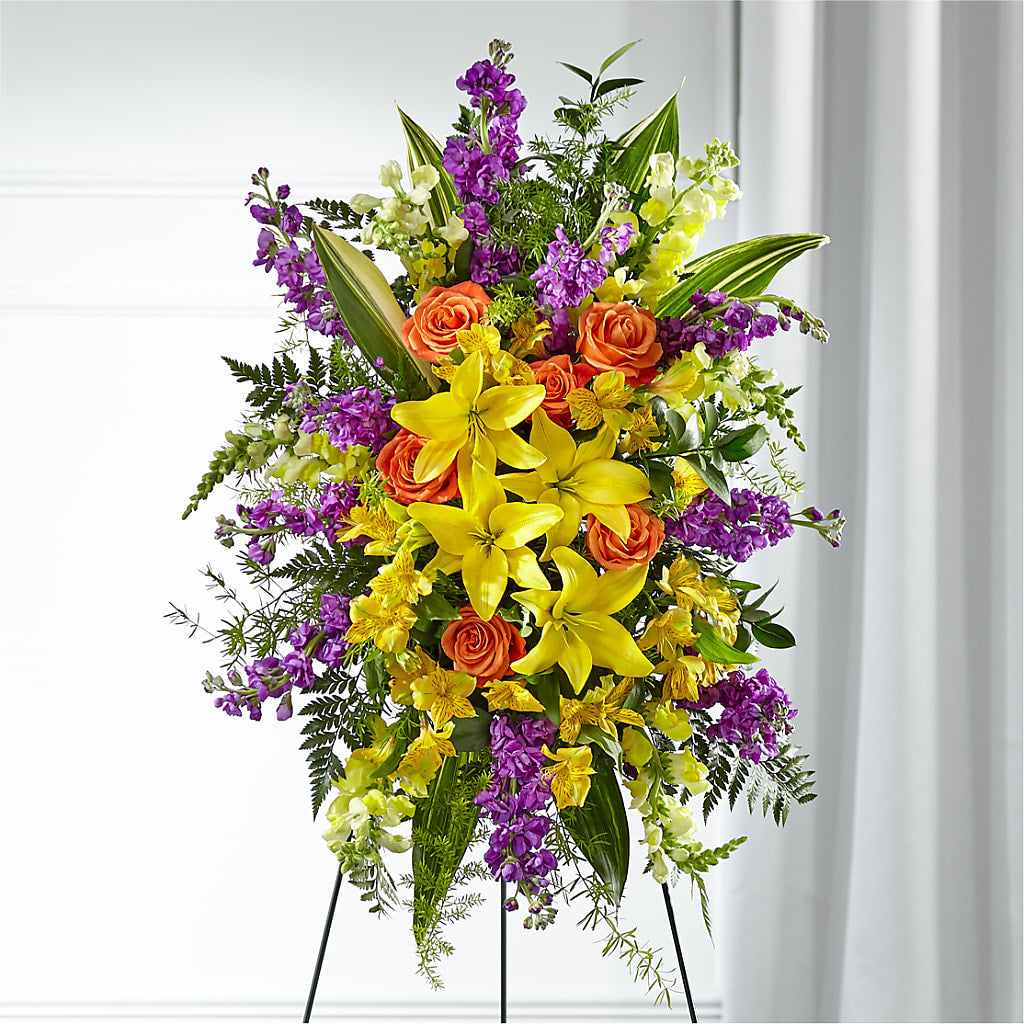 Thoughtful Prayers Standing Spray – Corona Rose Flowers, Corona CA