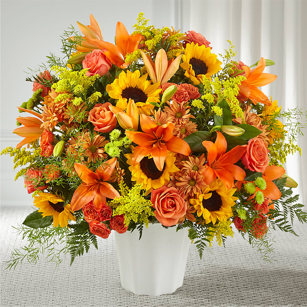 Harvest Thoughts Floor Basket – Corona Rose Flowers, Corona CA