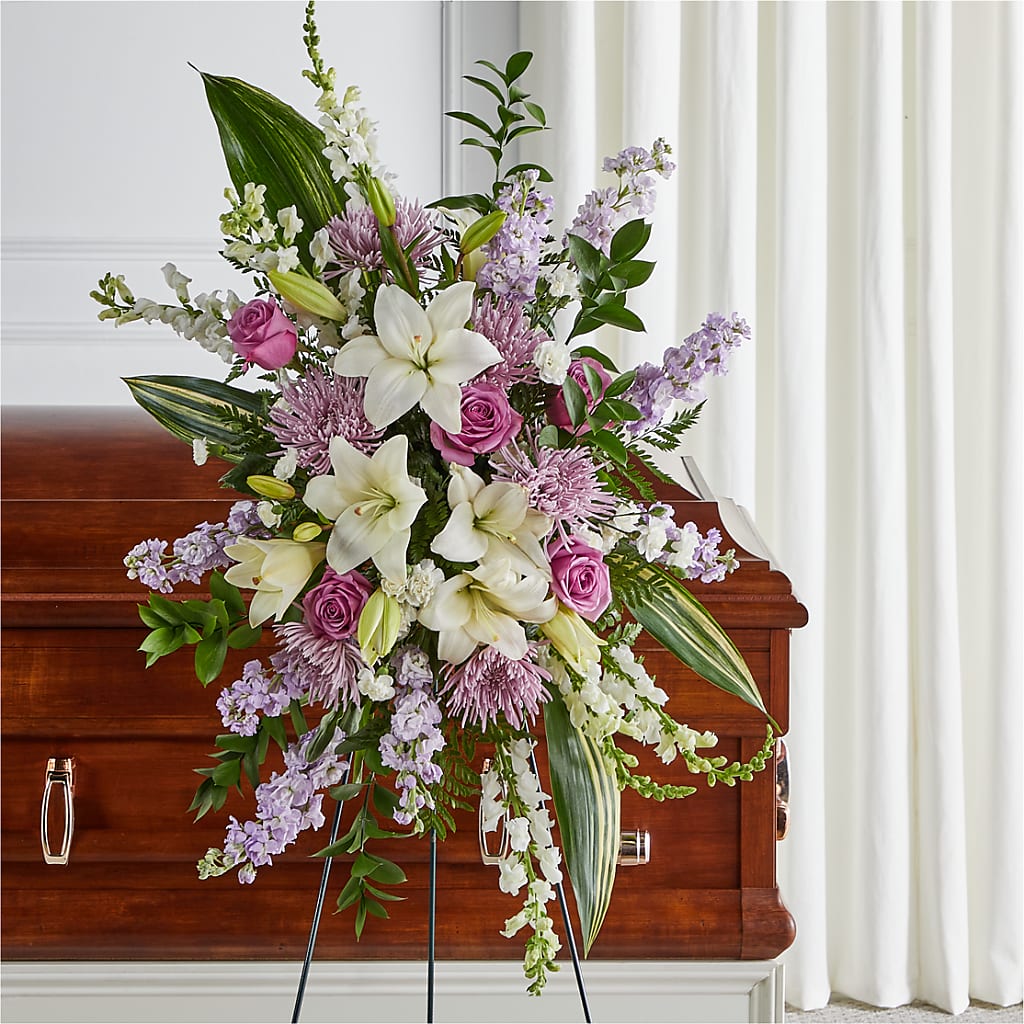 Grateful Hearts Standing Spray – Corona Rose Flowers, Corona CA
