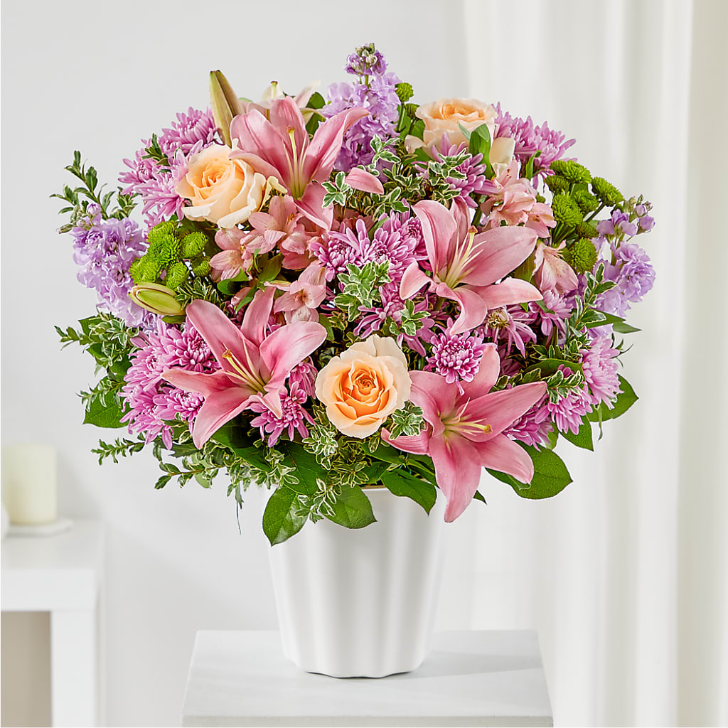 Supportive Embrace Tabletop Basket – Corona Rose Flowers, Corona CA