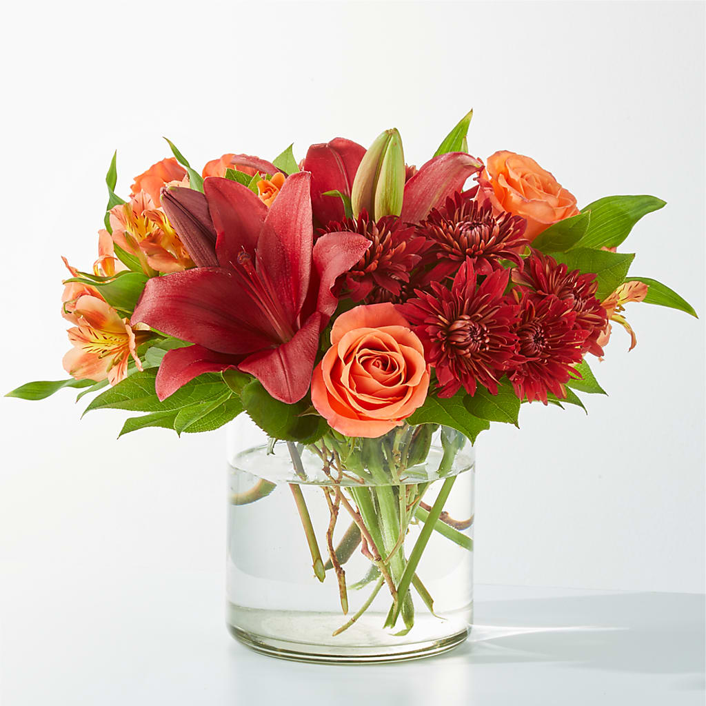 Crimson Leaves Bouquet – Corona Rose Flowers, Corona CA
