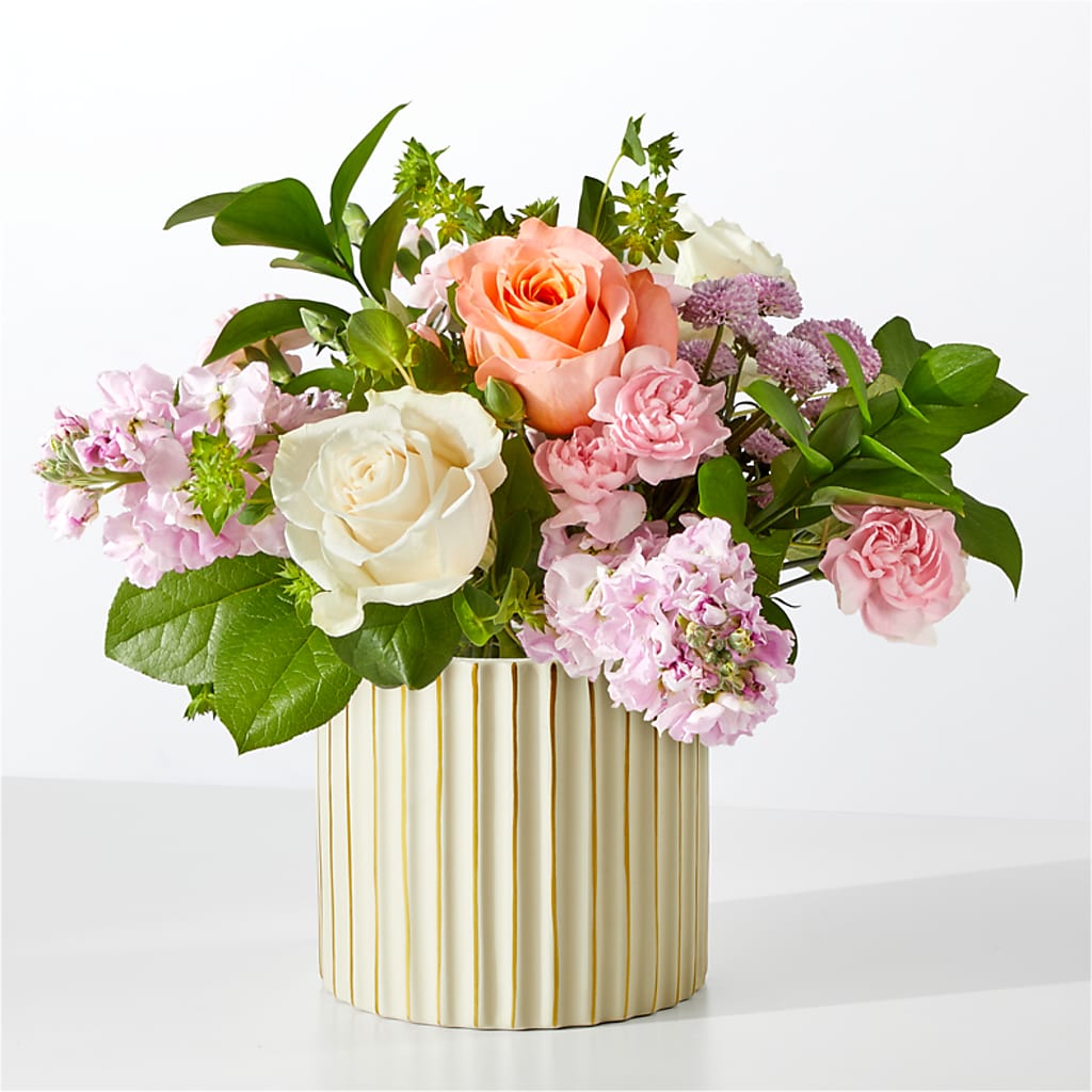 French Market Bouquet with Ivory Vase – Corona Rose Flowers, Corona CA