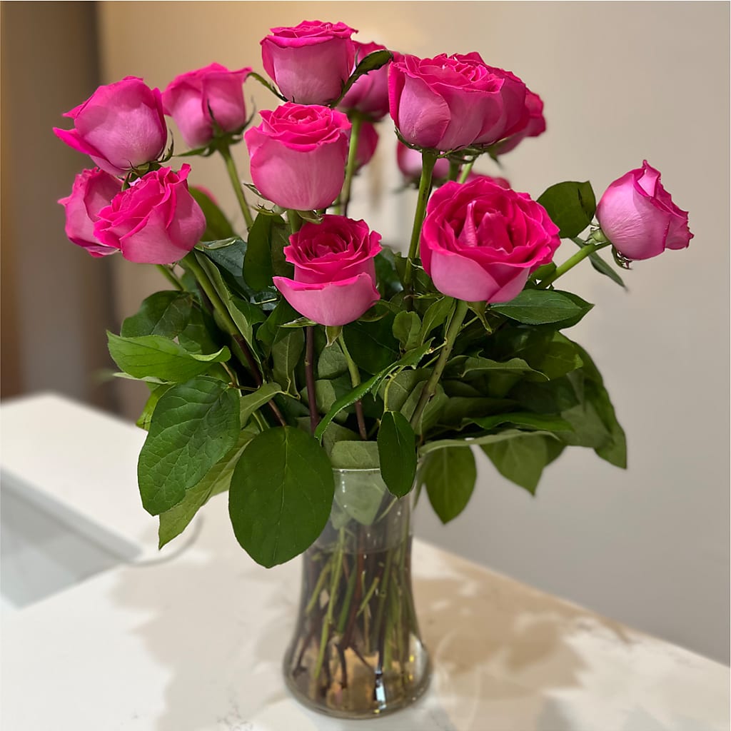 Long Stem Pink Rose Bouquet –  Corona Rose Flowers, Corona CA