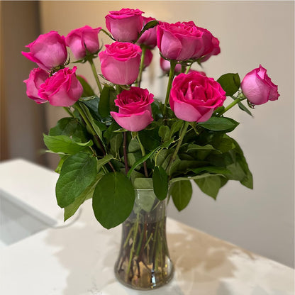 Long Stem Pink Rose Bouquet –  Corona Rose Flowers, Corona CA