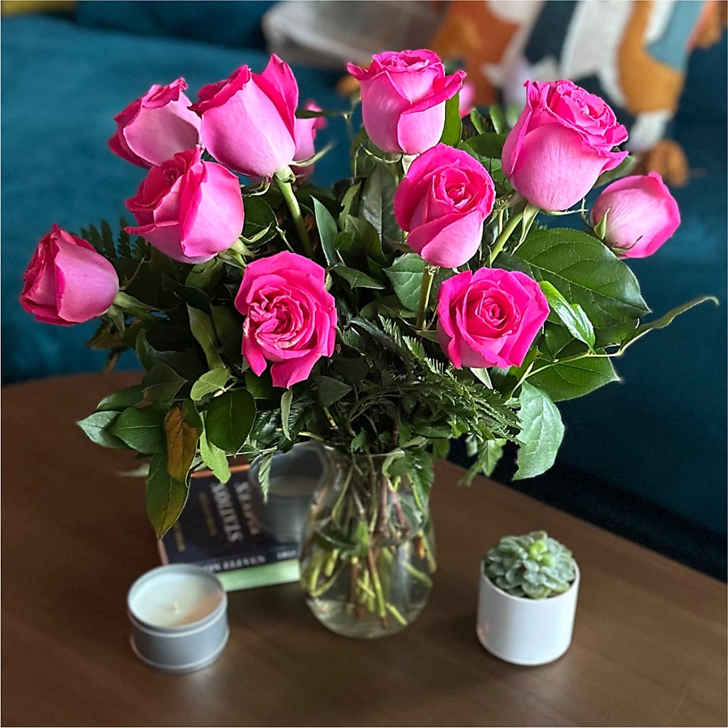 Long Stem Pink Rose Bouquet –  Corona Rose Flowers, Corona CA