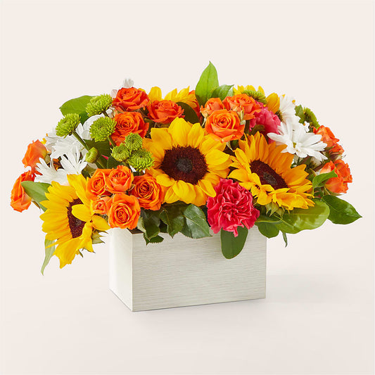 Sun-drenched Blooms Box Bouquet –  Corona Rose Flowers, Corona CA