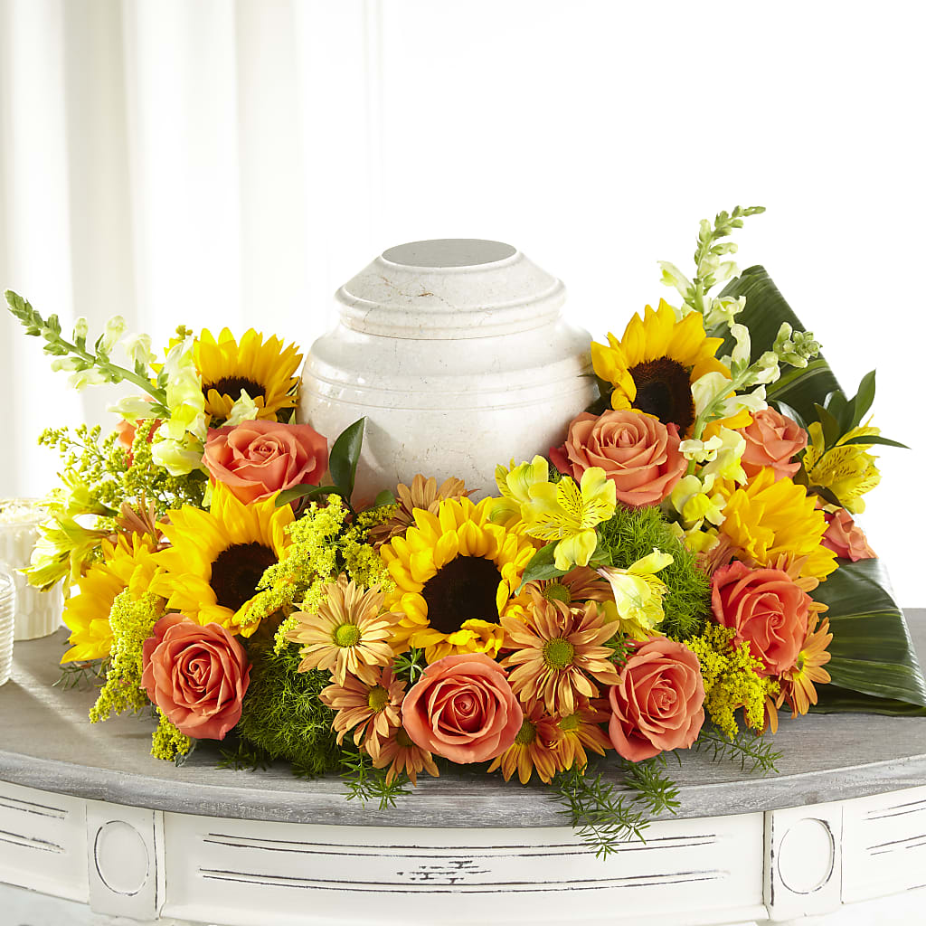 Faithful Sunflower Cremation Adornment –  Corona Rose Flowers, Corona CA