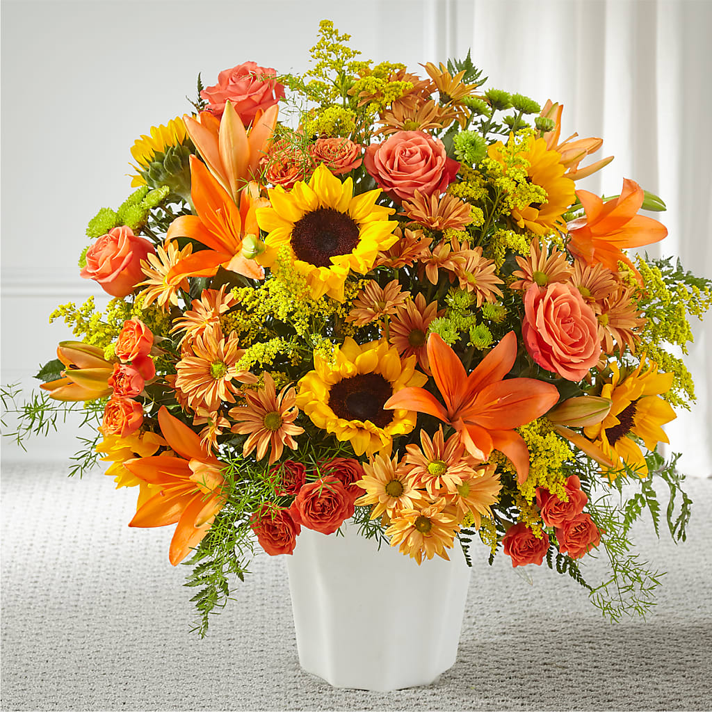 Harvest Thoughts Floor Basket –  Corona Rose Flowers, Corona CA