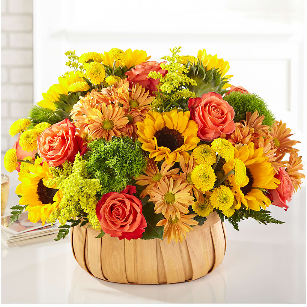Harvest Sunflower Basket –  Corona Rose Flowers, Corona CA