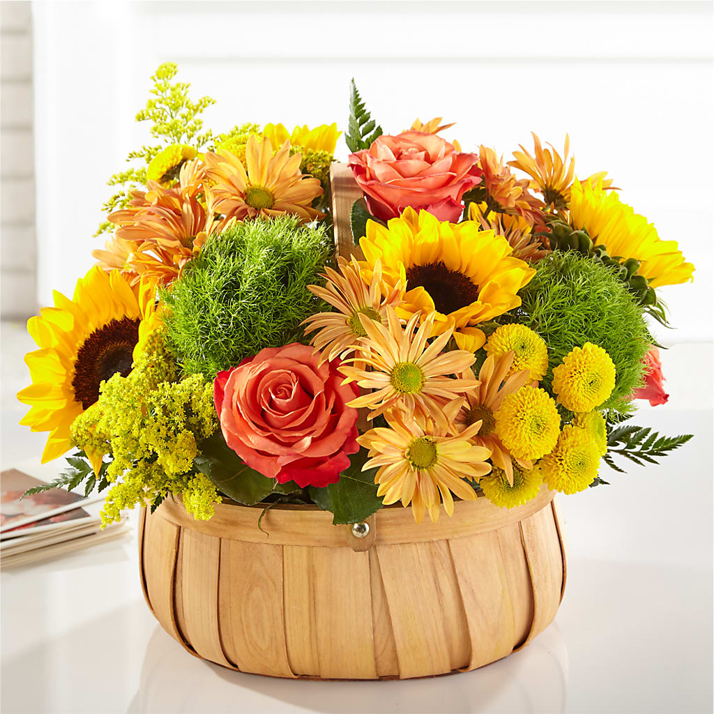 Harvest Sunflower Basket –  Corona Rose Flowers, Corona CA