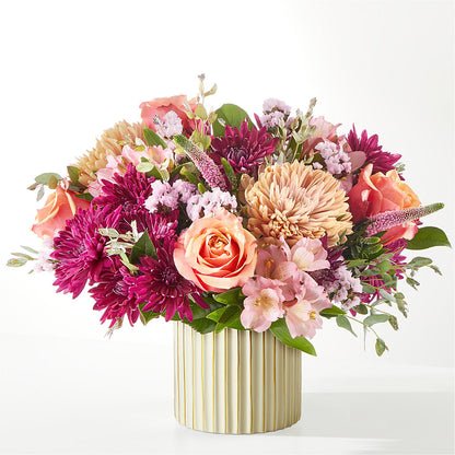 Berry Cobbler Bouquet with Ivory Vase –  Corona Rose Flowers, Corona CA