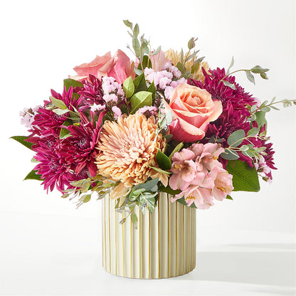 Berry Cobbler Bouquet with Ivory Vase –  Corona Rose Flowers, Corona CA