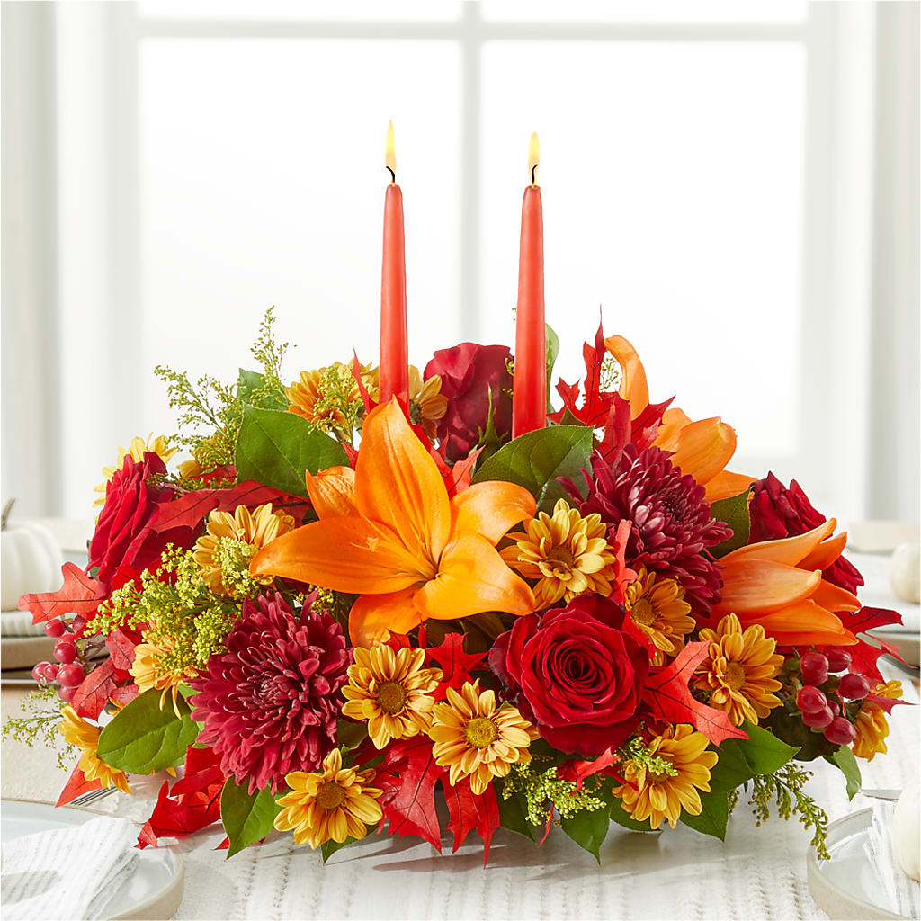 Autumn's Embrace Centerpiece –  Corona Rose Flowers, Corona CA