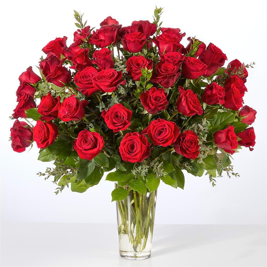 Forever Yours Fifty Stem Red Rose Bouquet –  Corona Rose Flowers, Corona CA