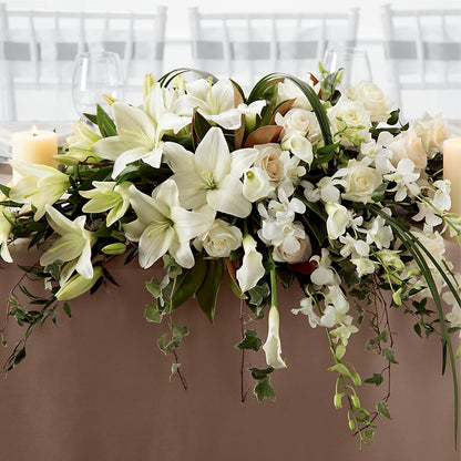 White Linen Arrangement –  Corona Rose Flowers, Corona CA